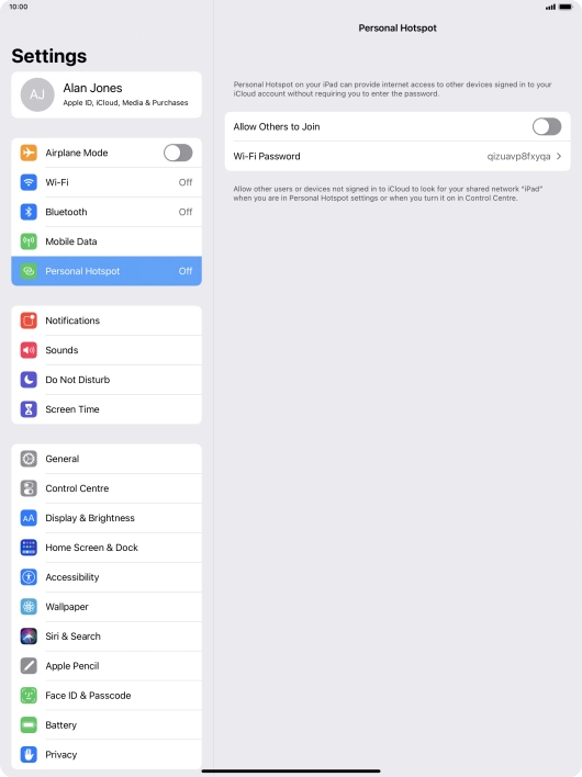 Press Wi-Fi Password and key in the required password.