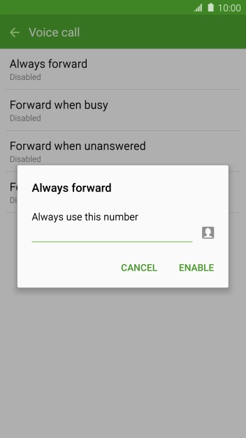Key in +61414121121 and press ENABLE.