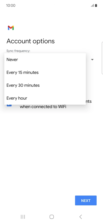 Press the required setting.