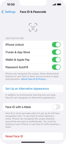 Press the indicators next to the required settings to turn them on or off.