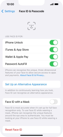 Press the indicators next to the required settings to turn them on or off.