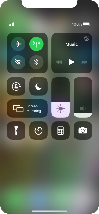 Press the required function to open an application or turn the function on or off.