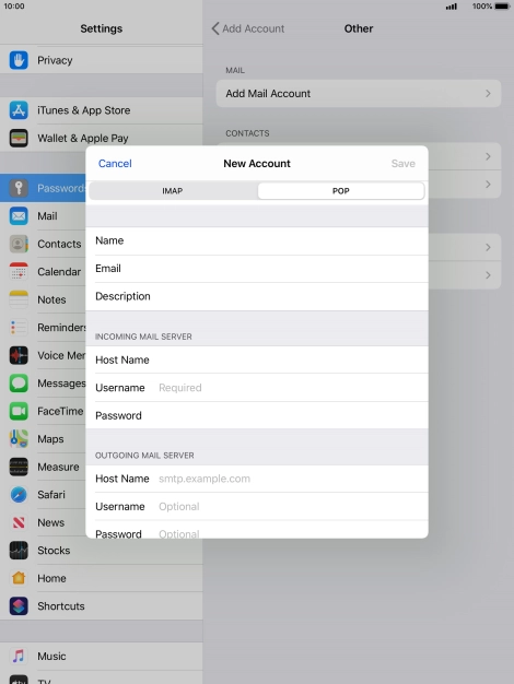 Press Username and key in the username for your email account. Press Username and key in the username for your email account.