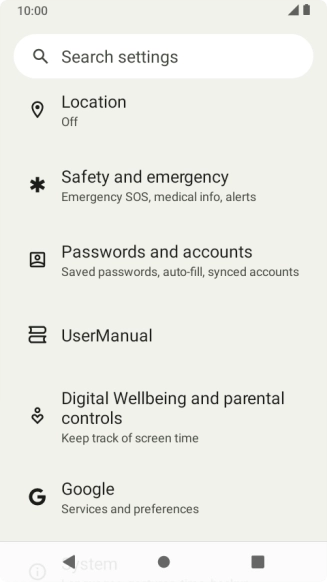Press Passwords and accounts.