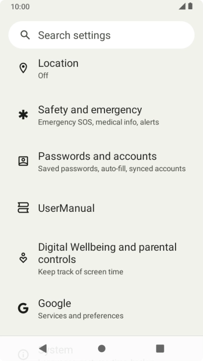 Press Passwords and accounts.