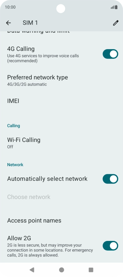 Press Preferred network type.