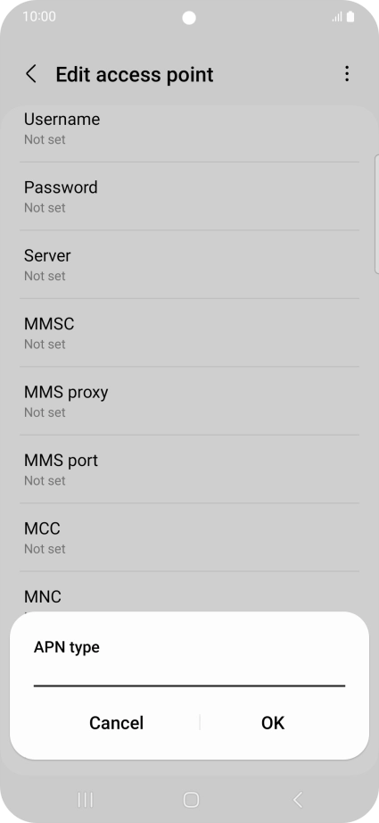 Key in default and press OK.