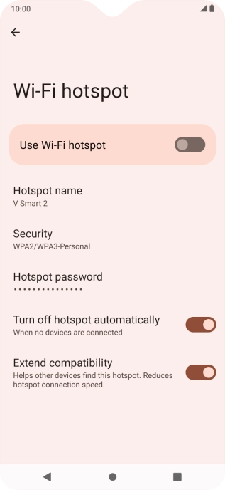 Press Hotspot name and key in the required name for the Wi-Fi hotspot.