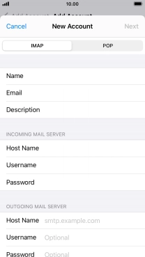 Press Host Name and key in the name or IP address of your email provider's outgoing server. Please note that if you can't send email messages when using your email provider's outgoing server, key in smtp.vodafone.net.au (Vodafone's outgoing server).