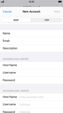 Press Host Name and key in the name or IP address of your email provider's outgoing server. Please note that if you can't send email messages when using your email provider's outgoing server, key in smtp.vodafone.net.au (Vodafone's outgoing server).