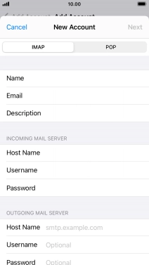 Press Host Name and key in the name or IP address of your email provider's outgoing server. Please note that if you can't send email messages when using your email provider's outgoing server, key in smtp.vodafone.net.au (Vodafone's outgoing server).