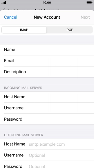 Press Host Name and key in the name or IP address of your email provider's outgoing server. Please note that if you can't send email messages when using your email provider's outgoing server, key in smtp.vodafone.net.au (Vodafone's outgoing server).
