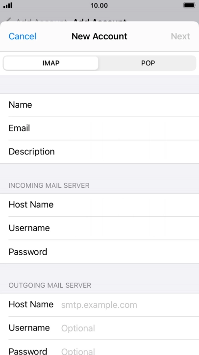 Press Host Name and key in the name or IP address of your email provider's outgoing server. Please note that if you can't send email messages when using your email provider's outgoing server, key in smtp.vodafone.net.au (Vodafone's outgoing server).