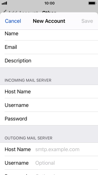 Press Host Name and key in the name of your email provider's outgoing server. Please note that if you can't send email messages when using your email provider's outgoing server, key in smtp.vodafone.net.au (Vodafone's outgoing server).