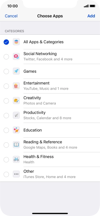 Press the required categories.