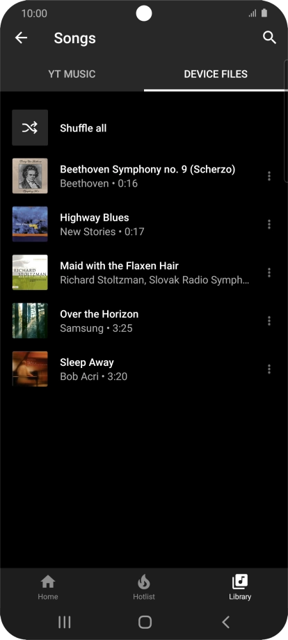 Press the required audio file.