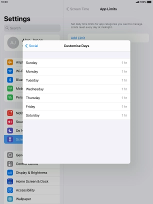 Press the required days.