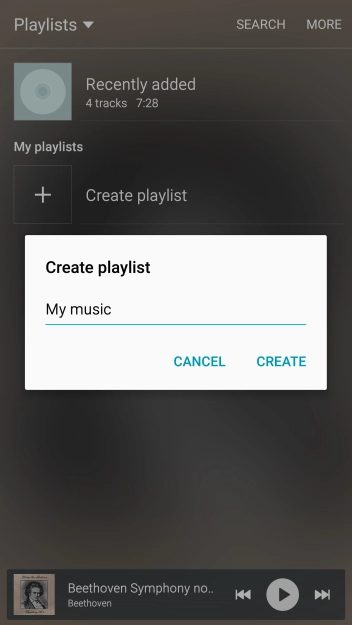 Key in a name for the playlist and press CREATE.