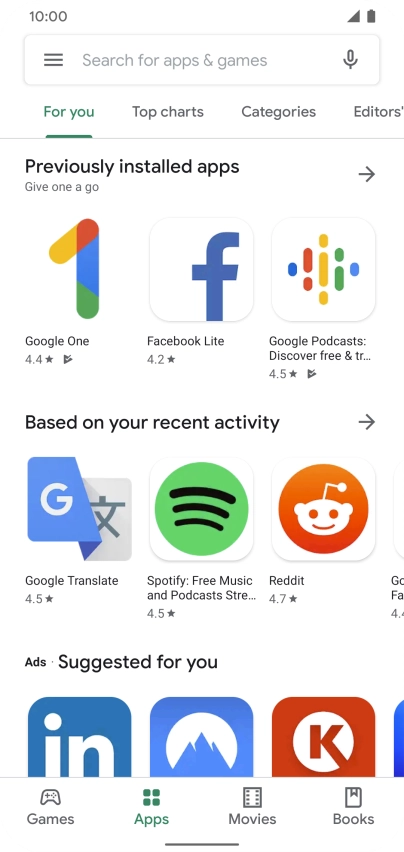 Press the search field.