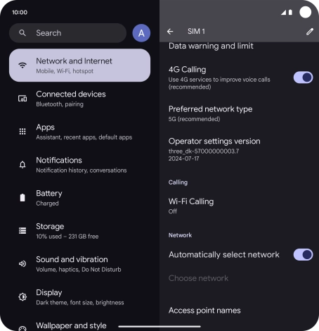 Press Preferred network type.