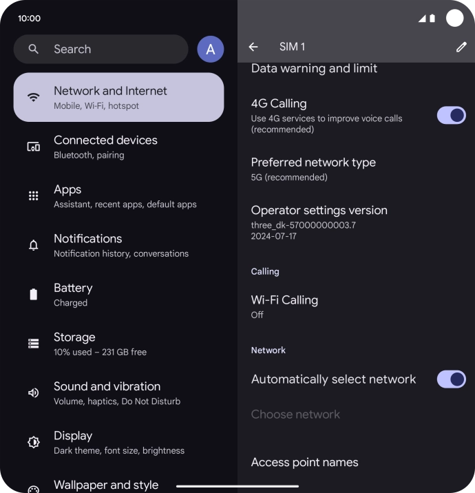 Press Preferred network type.