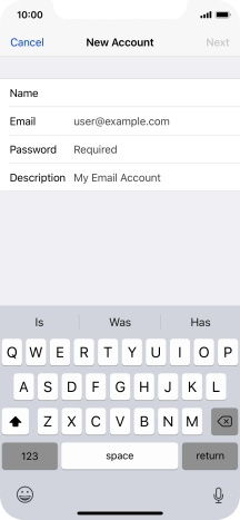 Press Email and key in your email address.