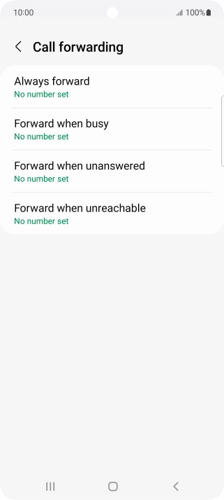 Press the required divert type. Press the required divert type.