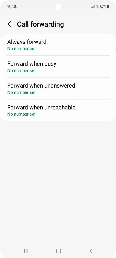 Press the required divert type. Press the required divert type.