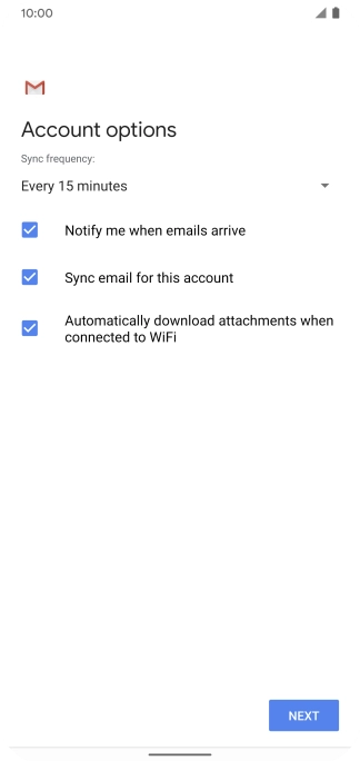 If this screen is displayed, you email account has been recognised and set up automatically. Follow the instructions on the screen to key in more information and finish setting up your phone.