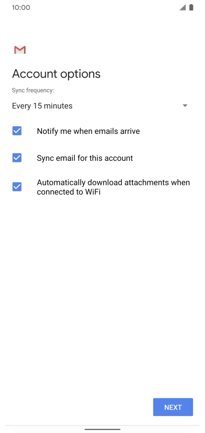 If this screen is displayed, you email account has been recognised and set up automatically. Follow the instructions on the screen to key in more information and finish setting up your phone.