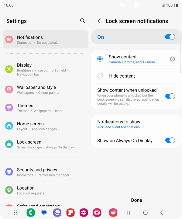 Press the required settings to turn them on or off.