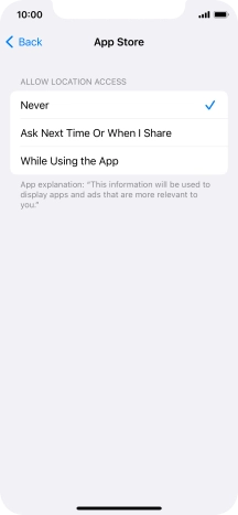 Press the required setting to turn the function on or off.