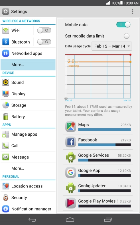 The total data usage is displayed.
