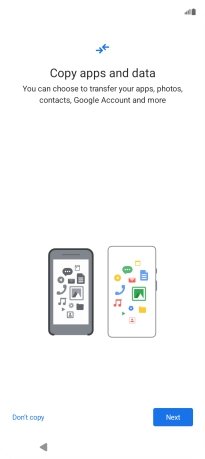 You can transfer the contents of another phone to your phone when it's activated for the first time and after a factory reset. When this screen is displayed, your phone is ready to transfer content from another phone.