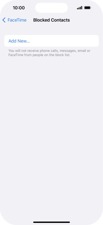 Press Add New... and follow the instructions on the screen to block a contact.