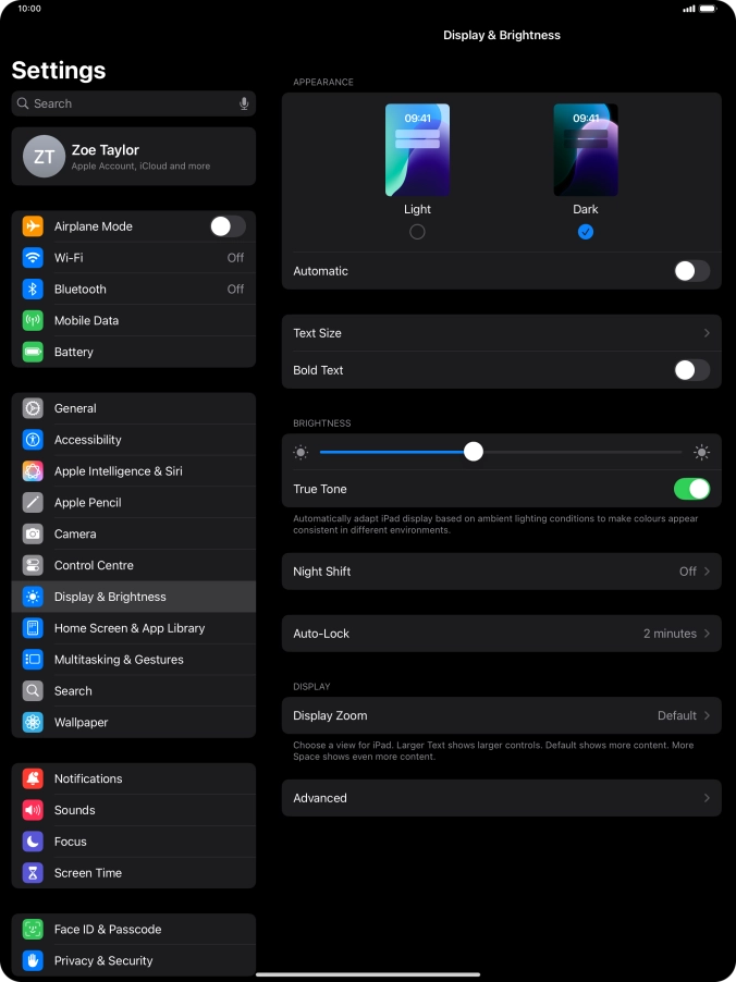 Press the indicator next to 