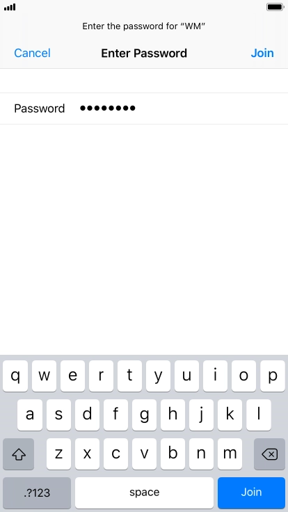 Key in the password for the Wi-Fi network and press Join.