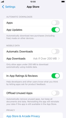 Press the indicators next to the required content types to turn the function on or off.