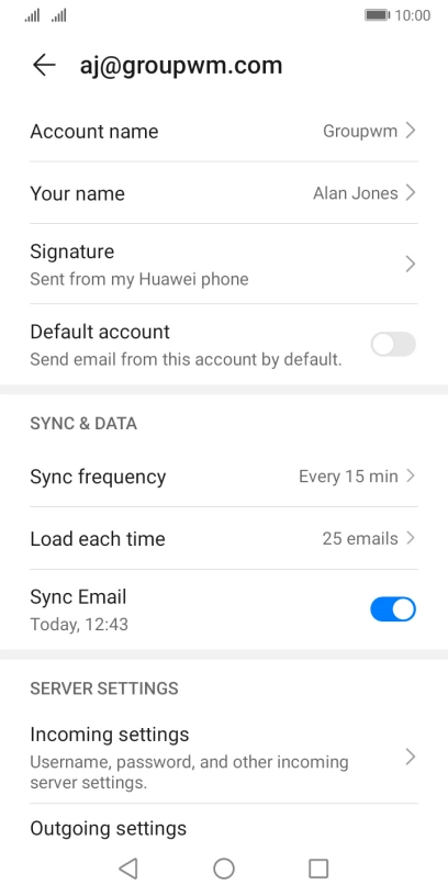 Press Account name and key in the required name.
