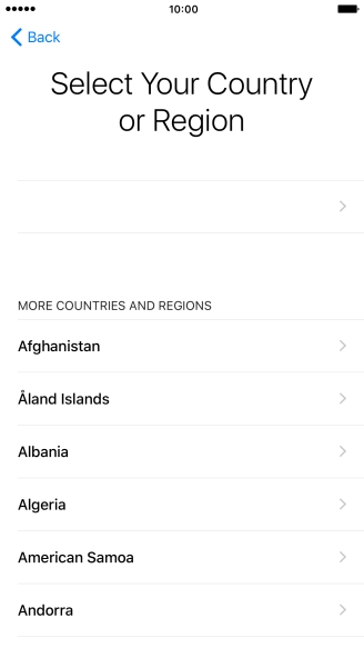 Press the required country or area.