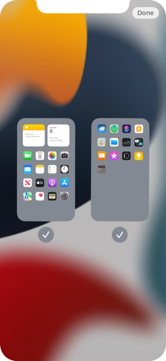 Press the fields below the required home screens to select or deselect them.