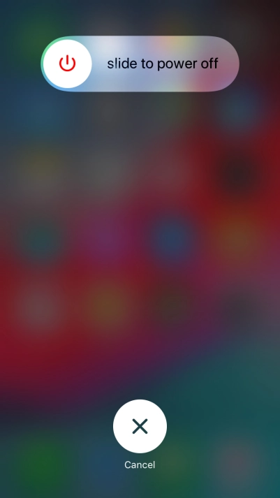 Press and drag the power off icon right.