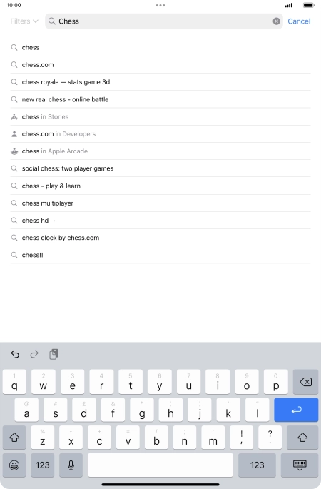 Key in the name or subject of the required app and press enter.