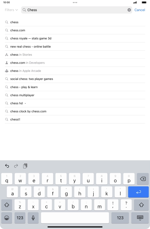 Key in the name or subject of the required app and press enter.