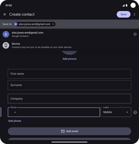 Press the required Google account.