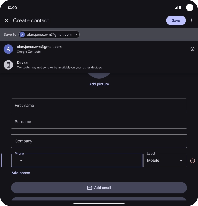 Press the required Google account.