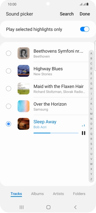 Once you've found a ring tone you like, press Done.
