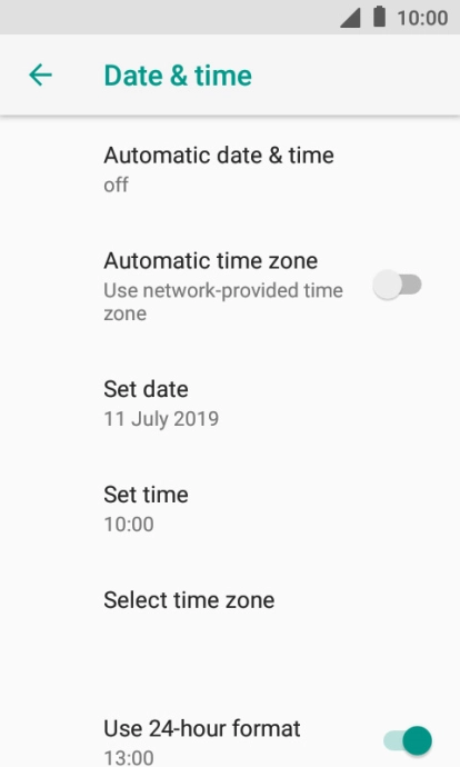Press Automatic date & time to turn on the function.
