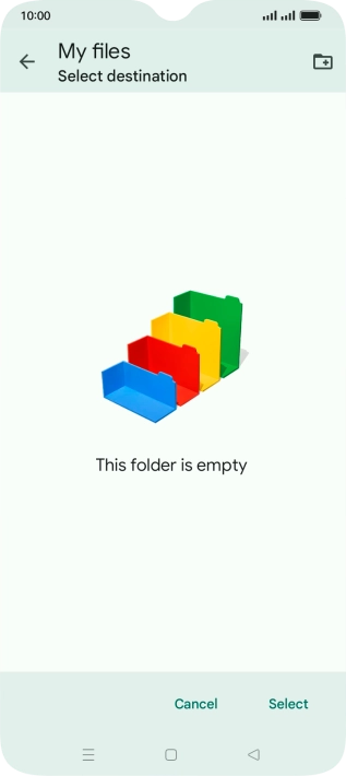 To create a new folder, press the new folder icon and follow the instructions on the screen to create a new folder.