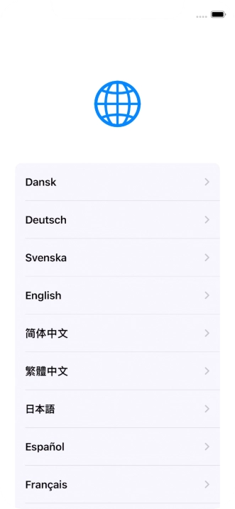 Press the required language.